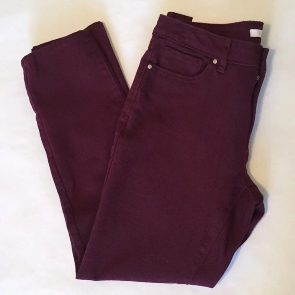 LC Lauren Conrad Burgundy Skinny Jeans Mid Rise Stretch Slim Fit NWT 6
